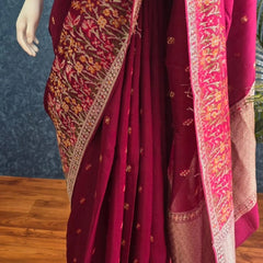 Brocade Blouse Magenta Paithani Silk Saree