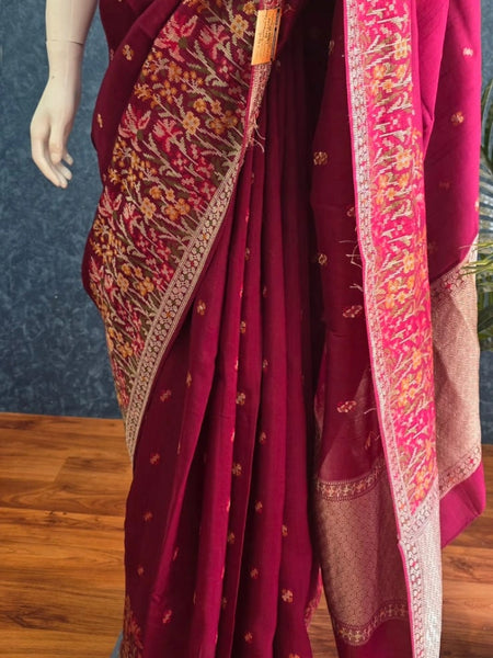 Brocade Blouse Magenta Paithani Silk Saree