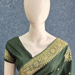 Self Bottle Green Matka Silk Saree