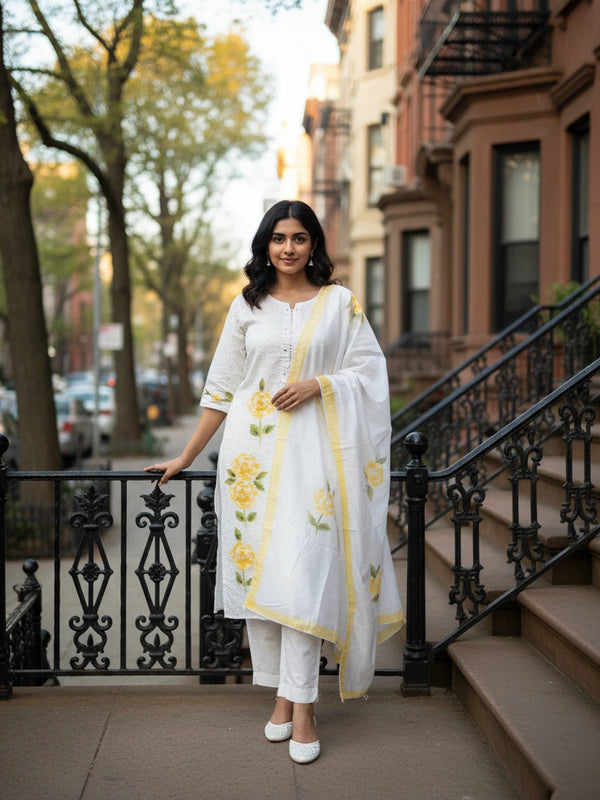 Floral Akoba Print 3 Piece Cotton Suit