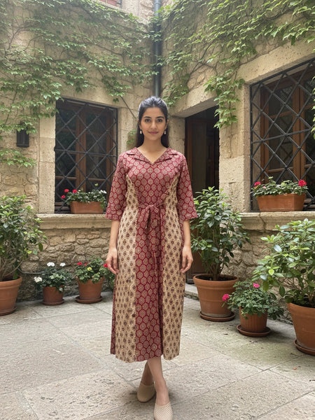 Kalamkari 1 Piece Maroon Cotton Suit