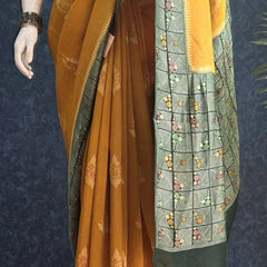 Contrast Mustard Green Paithani Saree