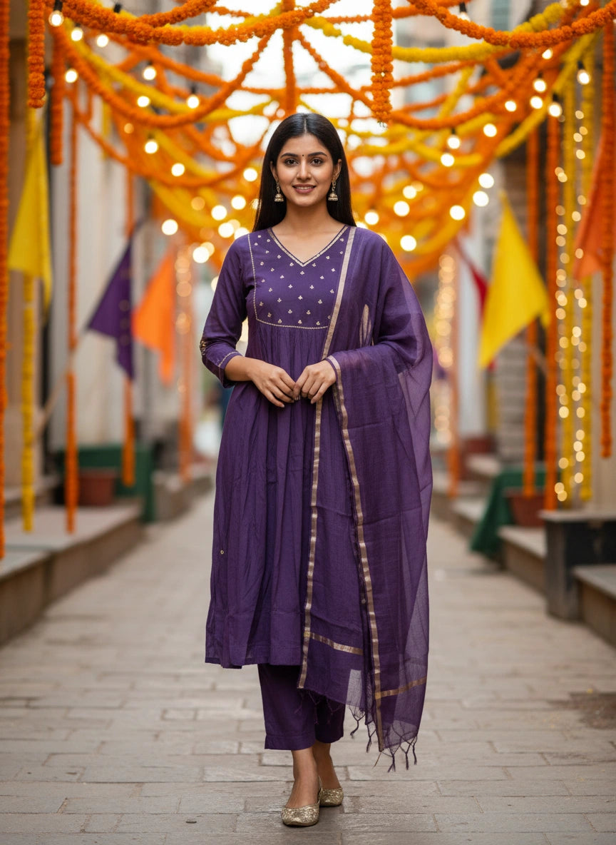 Salwar 3Pc Set Purple