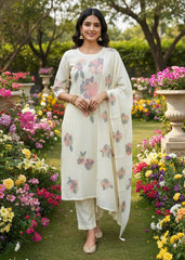 Mul Chanderi Half White