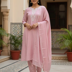 Pearl 3 Piece Dusty Pink Cotton Suit