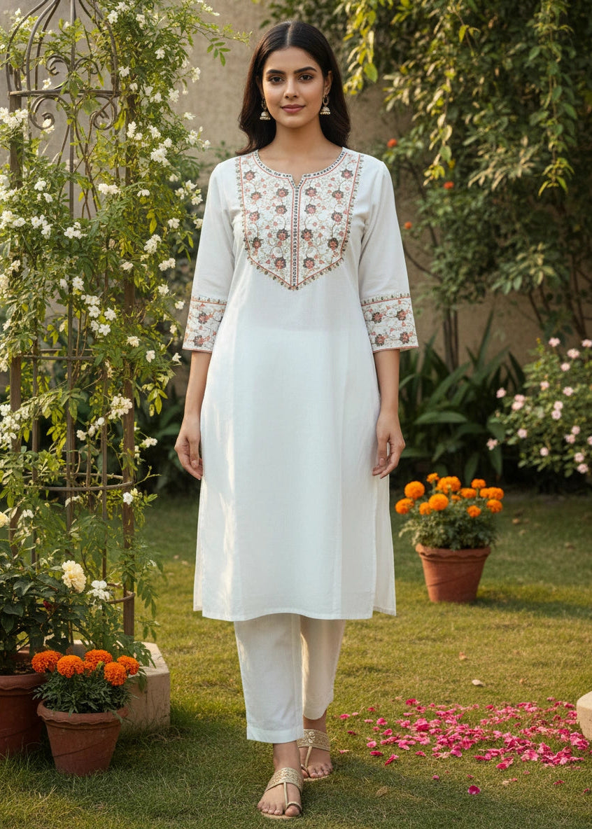 Chudidhar Embroider White