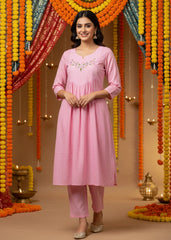 Salwar Embroider Lines Light pink