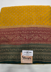 Pure Banarsi Mustard Red Green