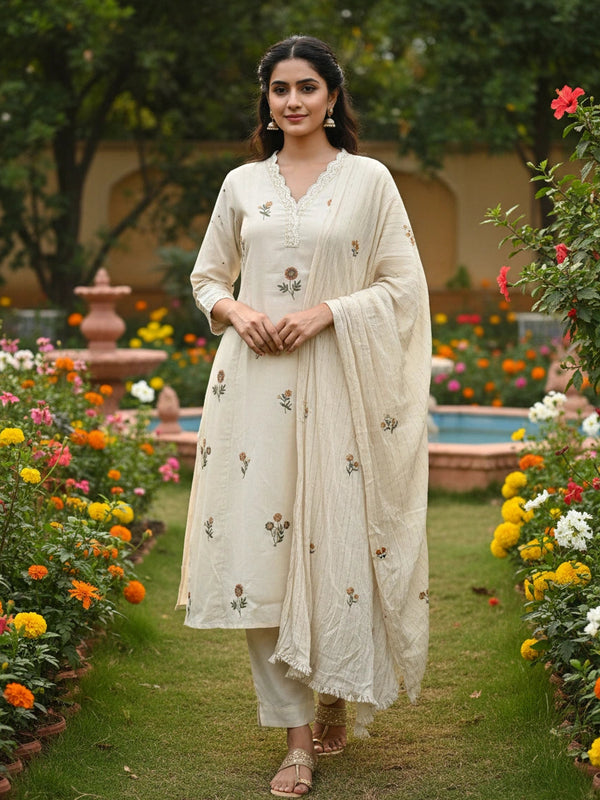 Floral 3 Piece Mul Cotton Suit