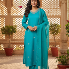 Party Wear 3Piece Rama Green Suit