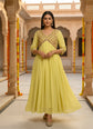 Mirror Work Yellow Mul Cotton Suit