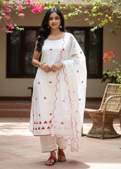 Salwar Sleeveless White Red