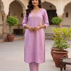 Kurti 2PC Set  Lavender Pink Cotton Suit