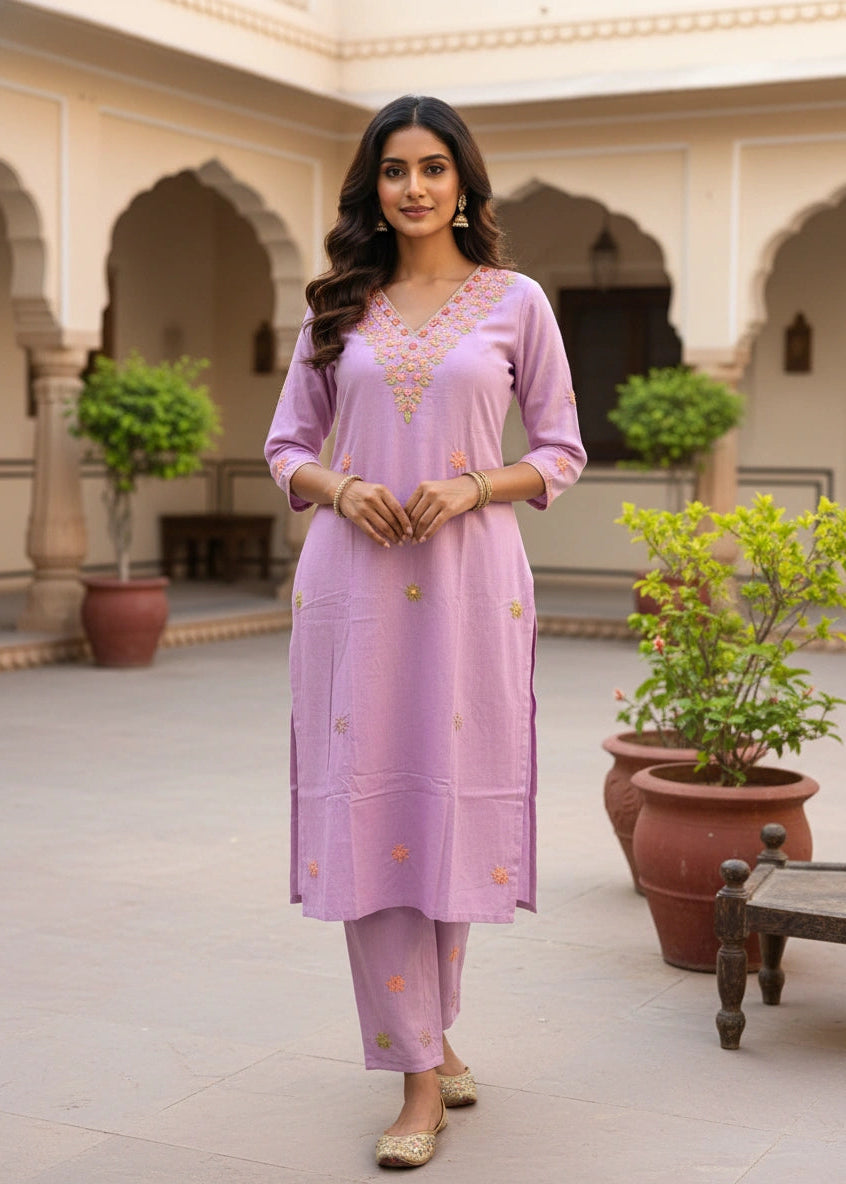 Cotton HW 2PC Set Lavender Pink