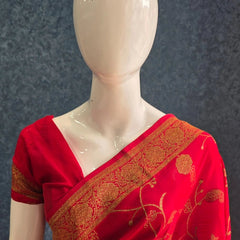 Floral Red  Kosa Silk Saree
