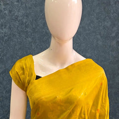 Jungla Mustard Banarasi Dola Silk Saree