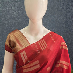 Brocade Blouse Maroon Kosa Silk Saree