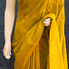 Jungla Mustard Banarasi Dola Silk Saree