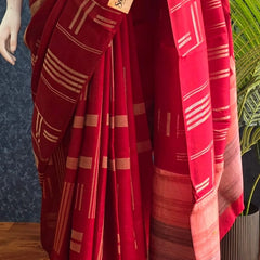 Brocade Blouse Maroon Kosa Silk Saree
