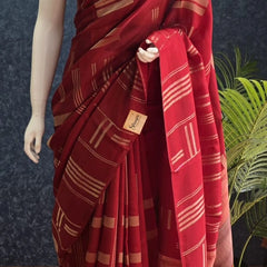 Brocade Blouse Maroon Kosa Silk Saree
