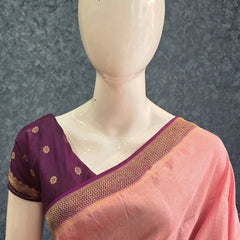 Crush Baby Pink Purple Tussar Crepe Saree