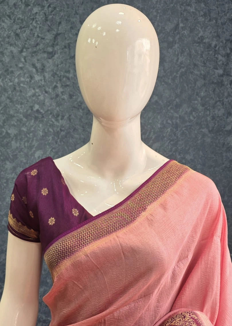 Crush Crape Baby Pink Purple