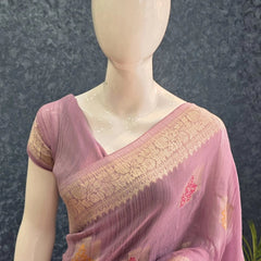 Crush Lavender Matka Silk Saree