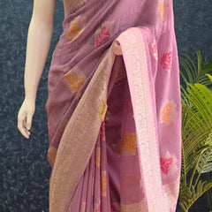 Crush Lavender Matka Silk Saree