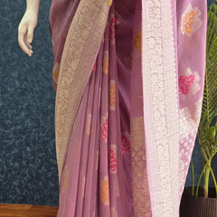Crush Lavender Matka Silk Saree