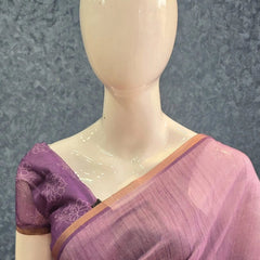 Small Border Lavender Chanderi Saree