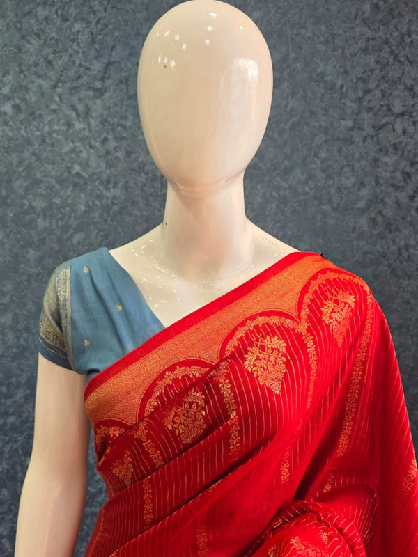 Munga Silk Deep Red Blue