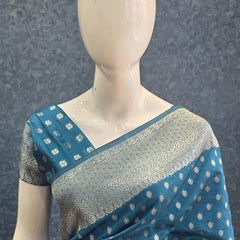 Antique Self Blue Raw Silk Saree