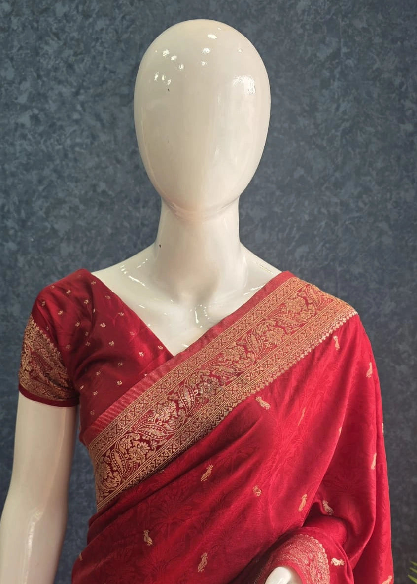 Mushru Silk Self Maroon