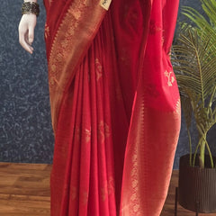 Pani Red Semi Silk Saree