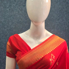 Pani Red Semi Silk Saree