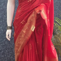 Pani Red Semi Silk Saree