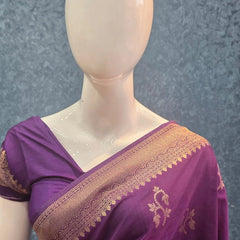 Pani Purple Semi Silk Saree