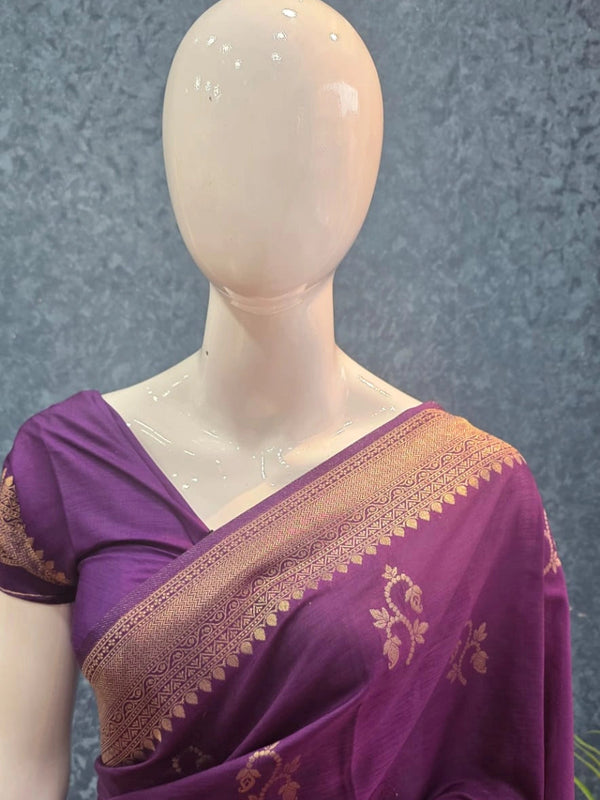 Pani Purple Semi Silk Saree