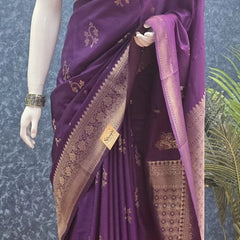 Pani Purple Semi Silk Saree