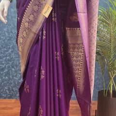 Pani Purple Semi Silk Saree