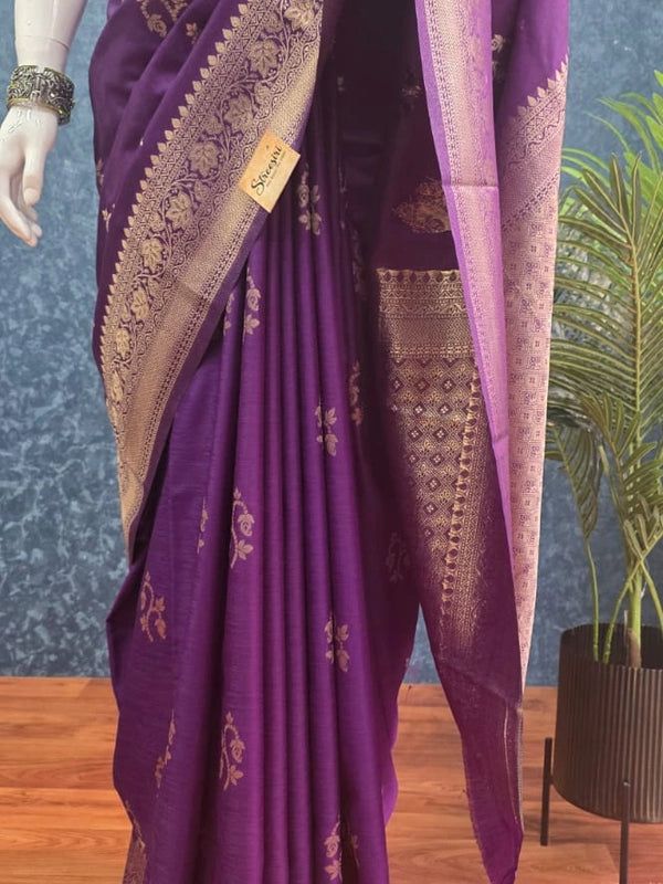 Pani Purple Semi Silk Saree