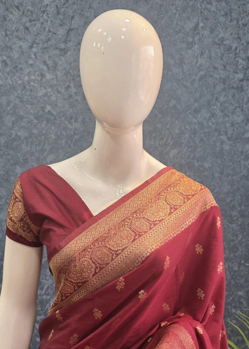 Pani Silk Self Maroon