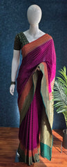 Pure Banarasi 3D Magenta Red Green