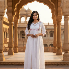 Embroider 1 Piece White Mul Cotton Suit