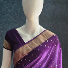 Bandhani Purple crepe Saree