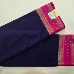 Butta Navy Blue Pink Semi Crepe Silk Saree