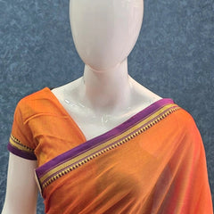 Narayanpet Orange Purple Cotton Saree