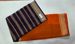 Mysore Silk Crepe Half & half Orange Purple