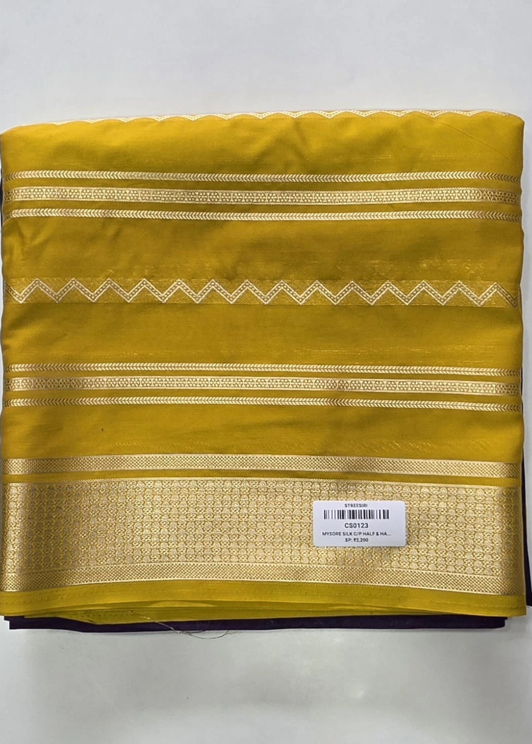 Mysore Silk Crepe Half & Half Mustard Purple