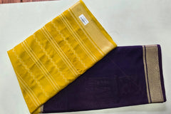 Mysore Silk Crepe Half & Half Mustard Purple